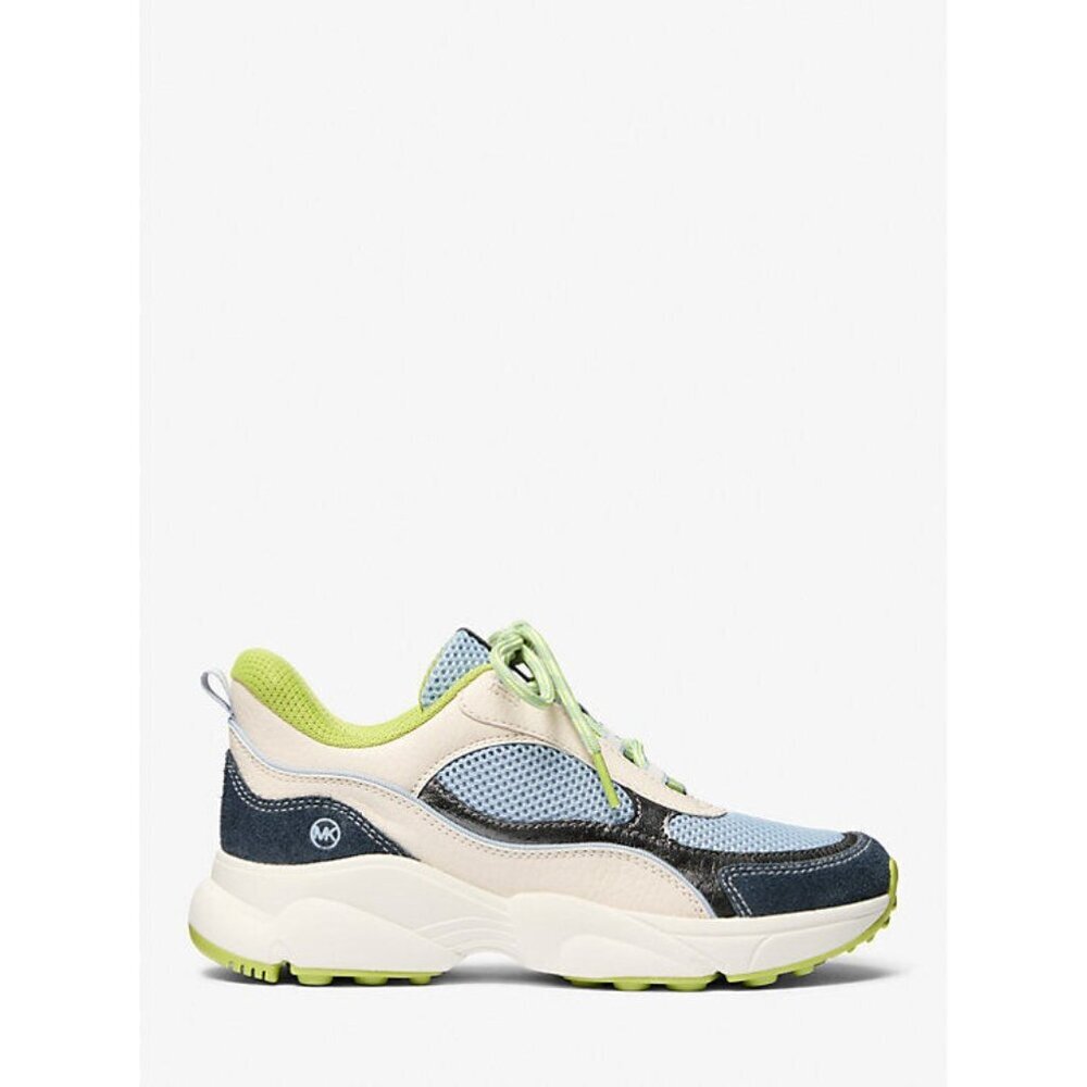 Michael kors Katrina Mixed-Media Trainer Running Sneakers Pale Blue Lace Up - Picture 3 of 5